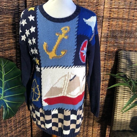 Chaus Sweaters - EUC! Chaus Nautical Crewneck Sweater S